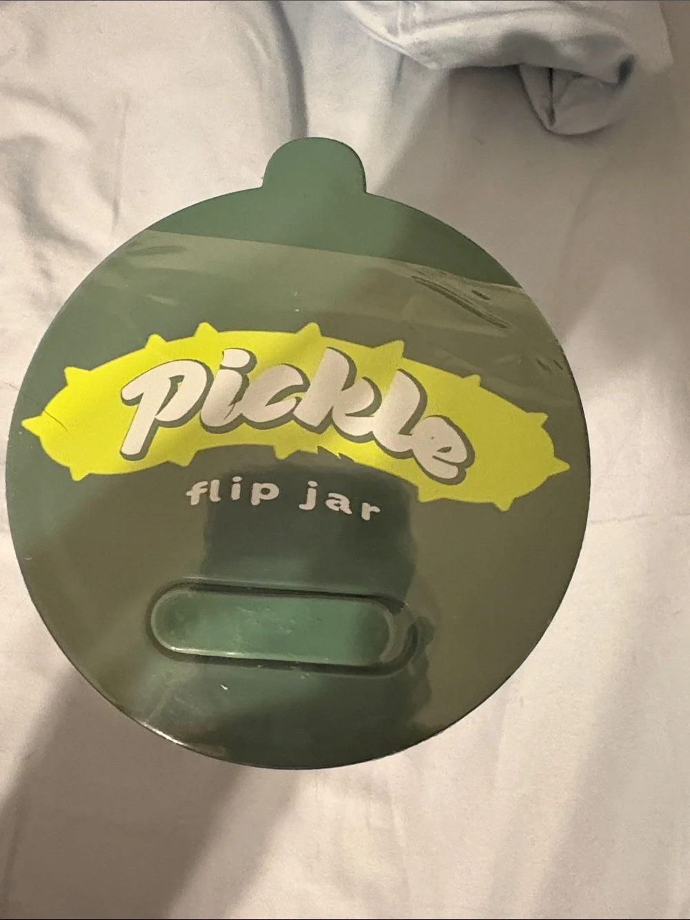 Flip-Top Pickle Storage Jar — Green Check Pattern